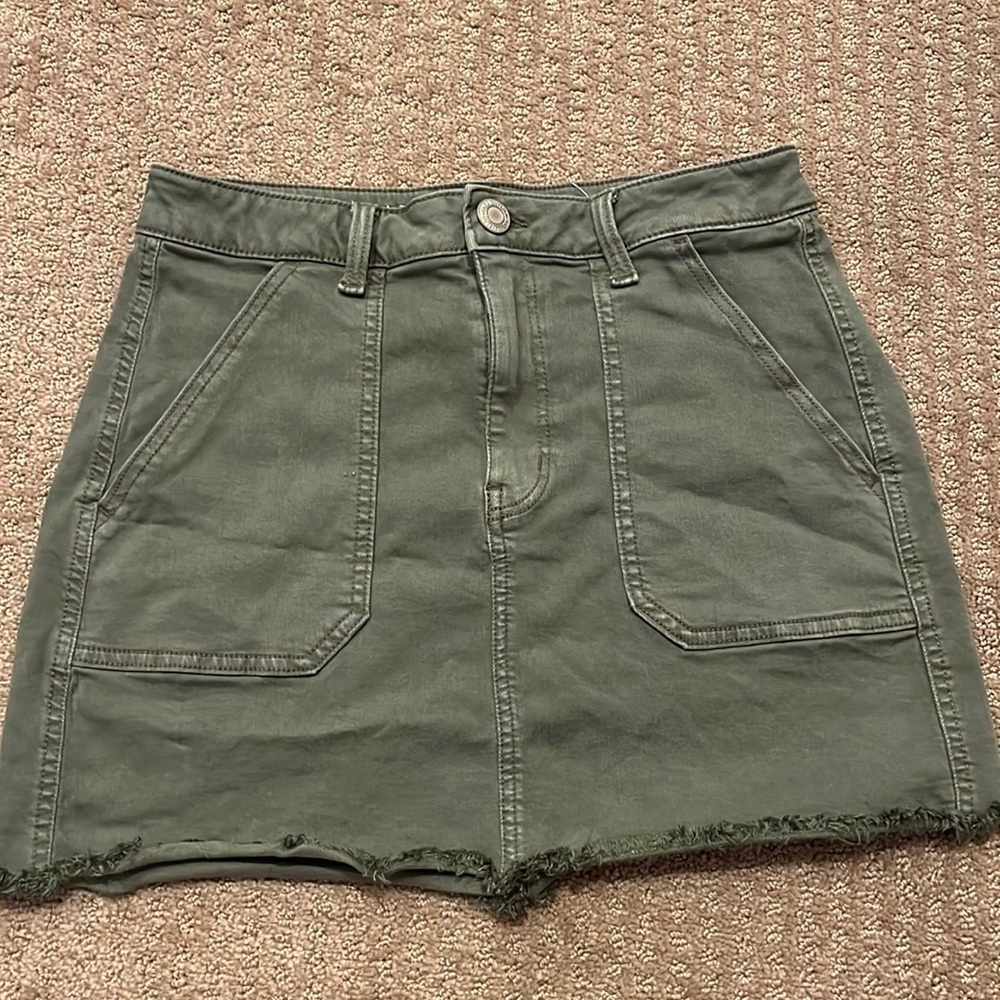 Army green jean mini skirt! Great condition!